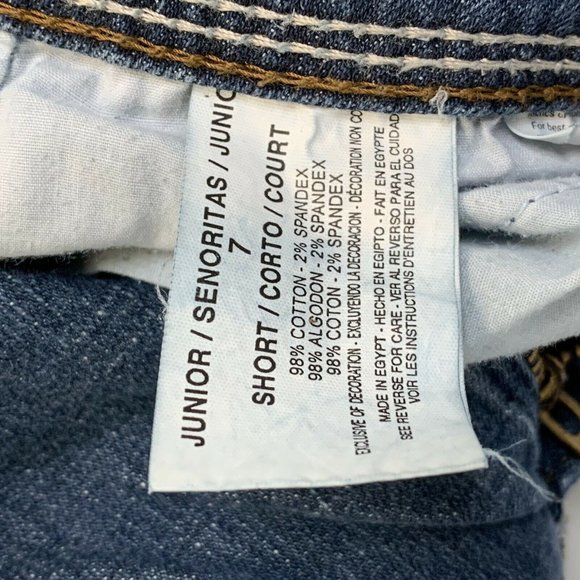 LEI Women Jeans Blue Sophia Hiphugger Flare Sz 7 Short Mid Wash  Med Rise Pocket - Picture 7 of 8